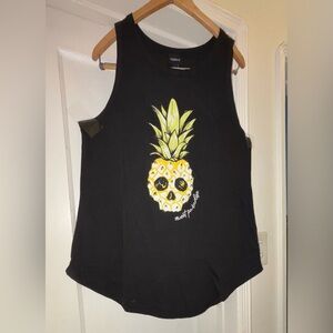 Torrid Black and Yellow Pineapple Graphic Muscle Tee